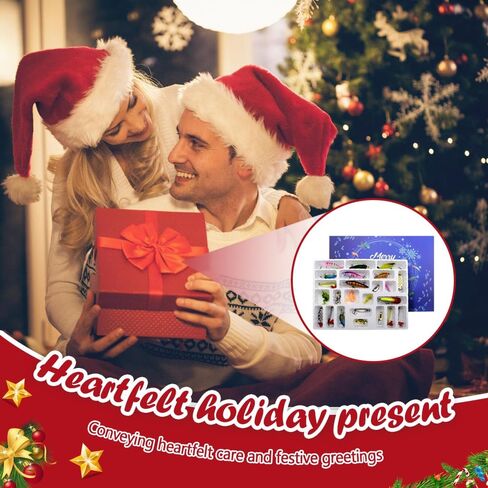 Christmas Fishing Bait Blind Set, Advent Calendar Fishing Lures Box Christmas Mystery Tackle Boxes for Fishermen Perfect Present in Saudi Arabia