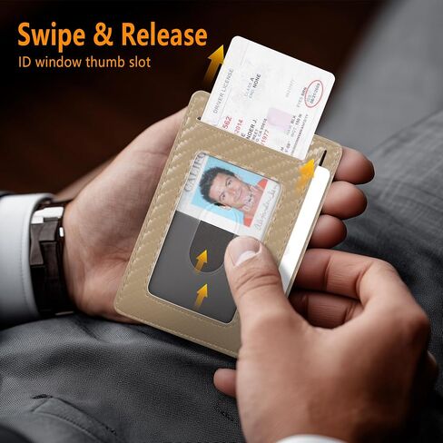 محفظة Travelambo ذات الجيب الأمامي البسيط من الجلد بتصميم نحيف RFID تحجب نسيج ألياف الكربون in Saudi Arabia