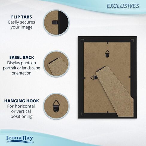 إطارات صور Icona Bay مقاس 8 × 10 (أبيض، 6 عبوات)، إطارات صور مركبة من الخشب القوي مقاس 8 × 10، تصميم أنيق، سطح الطاولة أو التثبيت على الحائط، مجموعة حصرية in Kuwait