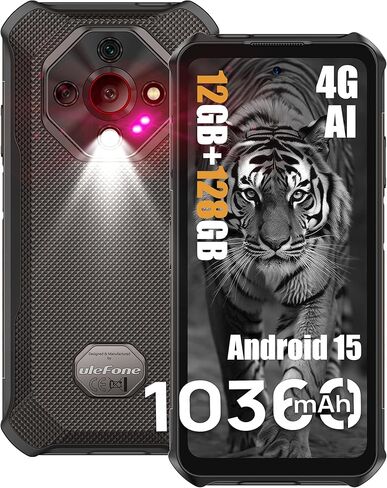 Ulefone Armor X16 Rugged Cell Phone, Android 15 OS, 10360mAh/33W, 12+128GB/2TB, 48MP+20MP+2MP+16MP Camera, 6.56" 90HZ, Widevine L1/NFC/GPS/Dual SIM 4G LTE Unlocked Smartphone - Wasteland Shadow in Saudi Arabia