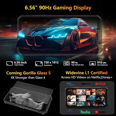 Ulefone Armor X16 Rugged Cell Phone, Android 15 OS, 10360mAh/33W, 12+128GB/2TB, 48MP+20MP+2MP+16MP Camera, 6.56" 90HZ, Widevine L1/NFC/GPS/Dual SIM 4G LTE Unlocked Smartphone - Wasteland Shadow in Saudi Arabia