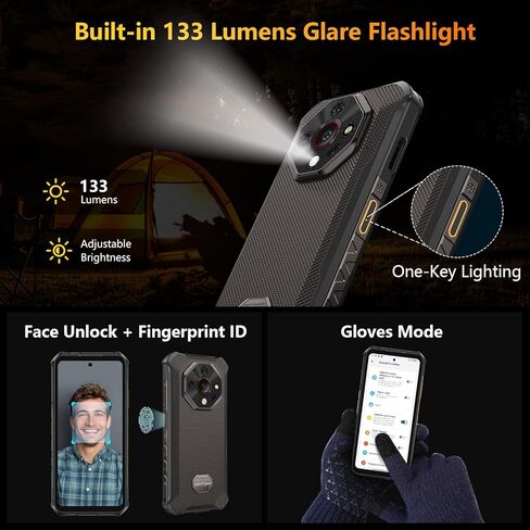 Ulefone Armor X16 Rugged Cell Phone, Android 15 OS, 10360mAh/33W, 12+128GB/2TB, 48MP+20MP+2MP+16MP Camera, 6.56" 90HZ, Widevine L1/NFC/GPS/Dual SIM 4G LTE Unlocked Smartphone - Wasteland Shadow in Saudi Arabia
