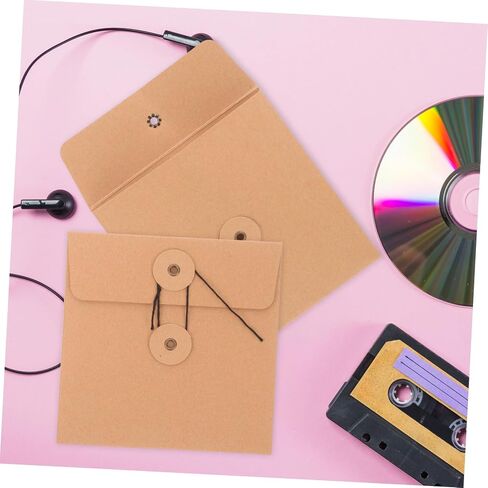 10 قطع من Housoutil مغلفات تخزين من ورق الكرافت CD DVD لأقراص الوسائط تحمي من الخدش، سهلة الفتح للتنظيم والنقل in Kuwait