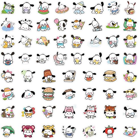 60 قطعة Pochacco المواضيع ملصقات مقاومة للماء لزجاجة مياه كوب كمبيوتر محمول دراجة سكيت صندوق أمتعة الفينيل الكتابة على الجدران بقع BRJKT in Kuwait