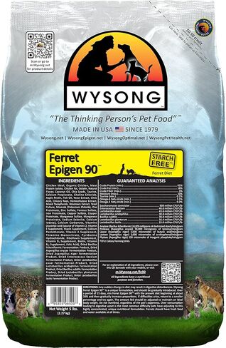 Wysong Ferret Epigen 90 - طعام طبيعي جاف خالٍ من النشا للقوارض، أكياس بوزن أربعة - 5 رطل، الموديل: WDFE9020 in Saudi Arabia