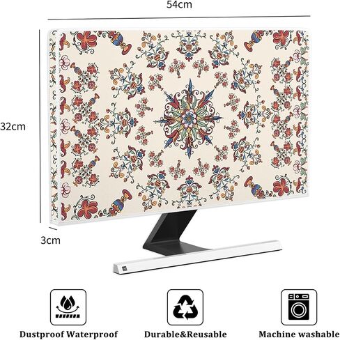 غطاء غبار لشاشة الكمبيوتر من Baocicco Boho مقاس 22، 23، 24، 25 بوصة، أغطية شاشة كمبيوتر بوهيمية أنيقة مجردة مقاومة للماء، غطاء واقي مضاد للكهرباء الساكنة لشاشات LCD/LED/HD، تصميم ماندالا in Saudi Arabia