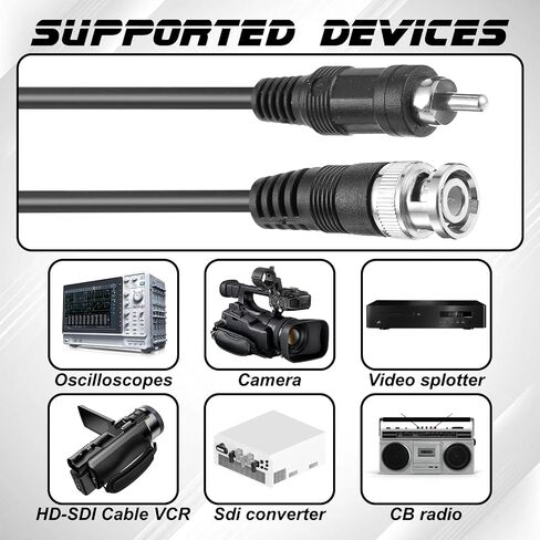 2 قطعة محول BNC إلى RCA 75 أوم كابل RCA ذكر إلى BNC ذكر كابل فيديو موصل فيديو مركب محوري لنظام مراقبة الكاميرا CCTV in Saudi Arabia