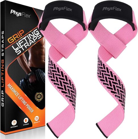 Anti-Slip Grip Lifting Straps for Weightlifting and Strength Training, Premium Cotton and Padded Wrist Wraps, Gym Deadlift for Men & Women (Black, 1-Pair) in Saudi Arabia