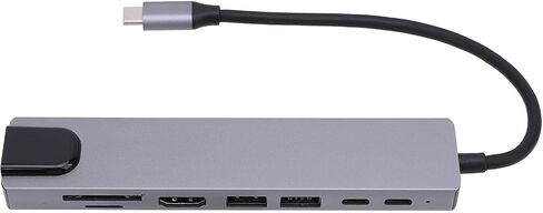 USB C Hub 8 في 1 USB Type C HD واجهة الوسائط المتعددة LAN متعدد المنافذ محول الفاصل تخزين قارئ بطاقة الذاكرة للهاتف اللوحي والكمبيوتر المحمول in Saudi Arabia