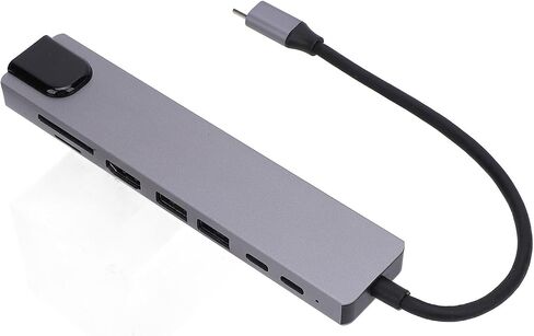 USB C Hub 8 في 1 USB Type C HD واجهة الوسائط المتعددة LAN متعدد المنافذ محول الفاصل تخزين قارئ بطاقة الذاكرة للهاتف اللوحي والكمبيوتر المحمول in Saudi Arabia