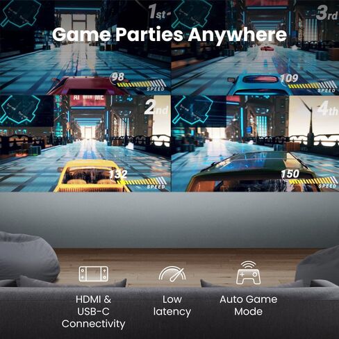 BenQ GP100A | Outdoor 4K supported Portable Projector | 1080p Resolution | 1000 ANSI Lumens | Chromecast, AirPlay & Android TV | Autofocus & Auto 2D Keystone | 20W Speaker (Renewed) in Saudi Arabia