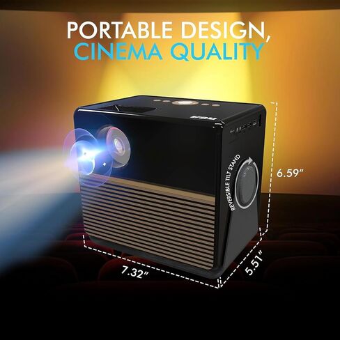 RCA 1080P Smart Streaming Mini Projector intended for Roku Express Streaming Device (included), 250 ANSI Lumens, HDMI, Wi-Fi & Bluetooth, Projects 36 - 200 inches - RPJ227 (Renewed). in Saudi Arabia