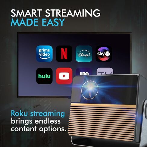 RCA 1080P Smart Streaming Mini Projector intended for Roku Express Streaming Device (included), 250 ANSI Lumens, HDMI, Wi-Fi & Bluetooth, Projects 36 - 200 inches - RPJ227 (Renewed). in Saudi Arabia