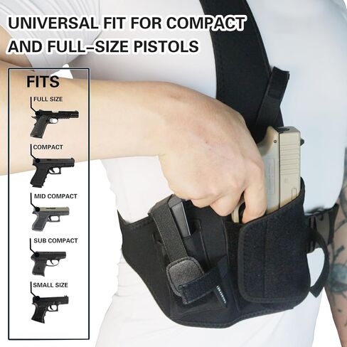 Shoulder Holster for Pistols – Right-Hand Gun Holster for Men with Breathable 3-Point Design, Adjustable Fit 35"-45", Fits Glock 19, Sig P365, M&P Shield, 1911 & More in Saudi Arabia
