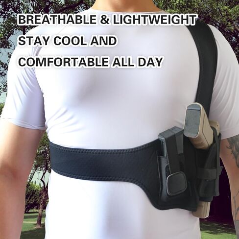 Shoulder Holster for Pistols – Right-Hand Gun Holster for Men with Breathable 3-Point Design, Adjustable Fit 35"-45", Fits Glock 19, Sig P365, M&P Shield, 1911 & More in Saudi Arabia