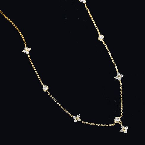 Sluynz 925 Sterling Silver CZ زهرة قلادة القلادة للنساء المراهقات ليفنتي ورقة قلادة القلادة in Saudi Arabia