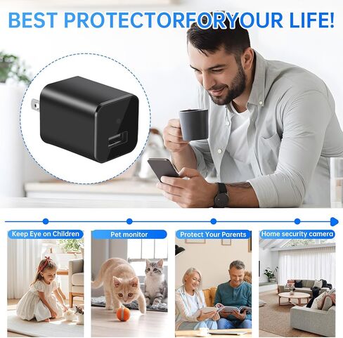 كاميرا خفية شاحن USB لاسلكي كاميرا 1080P المنزل مخفي مراقبة الطفل كاميرا مراقبة كاشف المنزل واي فاي الأمن فيديو مربية كاميرا كشف الحركة عرض عن بعد in Kuwait