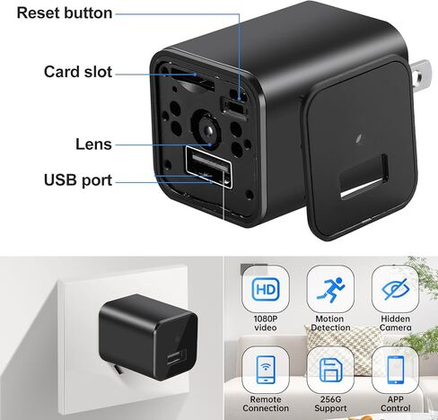 كاميرا خفية شاحن USB لاسلكي كاميرا 1080P المنزل مخفي مراقبة الطفل كاميرا مراقبة كاشف المنزل واي فاي الأمن فيديو مربية كاميرا كشف الحركة عرض عن بعد in Kuwait