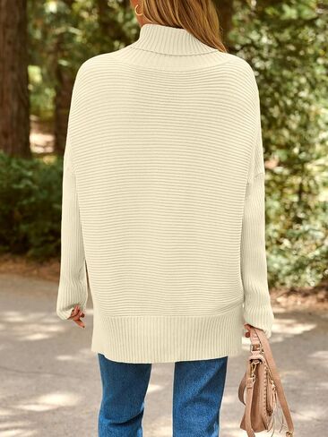 EFAN 2023 Fall Trendy Oversized Turtleneck Sweater for Women Batwing Long Sleeve Knitted Cozy Pullover Sweaters in Saudi Arabia