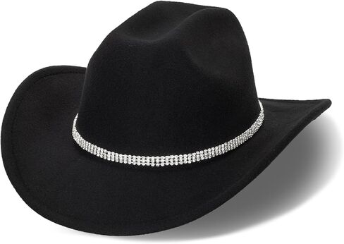 Western Cowboy Hat for Men Women Classic Roll Up Fedora Hat with Buckle Belt (Size:M-L) in Saudi Arabia