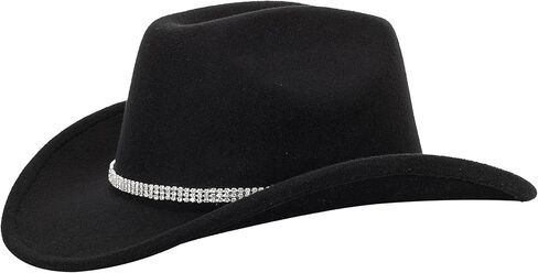 Western Cowboy Hat for Men Women Classic Roll Up Fedora Hat with Buckle Belt (Size:M-L) in Saudi Arabia