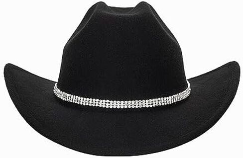 Western Cowboy Hat for Men Women Classic Roll Up Fedora Hat with Buckle Belt (Size:M-L) in Saudi Arabia