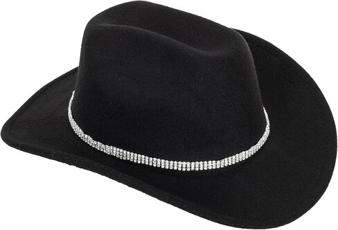 Western Cowboy Hat for Men Women Classic Roll Up Fedora Hat with Buckle Belt (Size:M-L) in Saudi Arabia