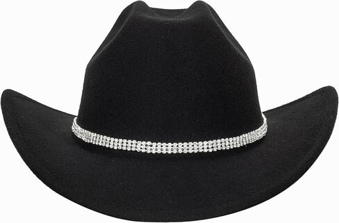 Western Cowboy Hat for Men Women Classic Roll Up Fedora Hat with Buckle Belt (Size:M-L) in Saudi Arabia