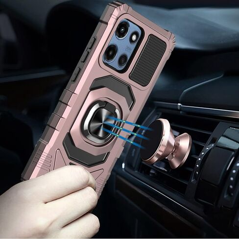 حافظة لهاتف Motorola Moto G 5G 2025 XT2513V Robotic Hybrid Ring Stand + Extreme Band (أسود) in Kuwait