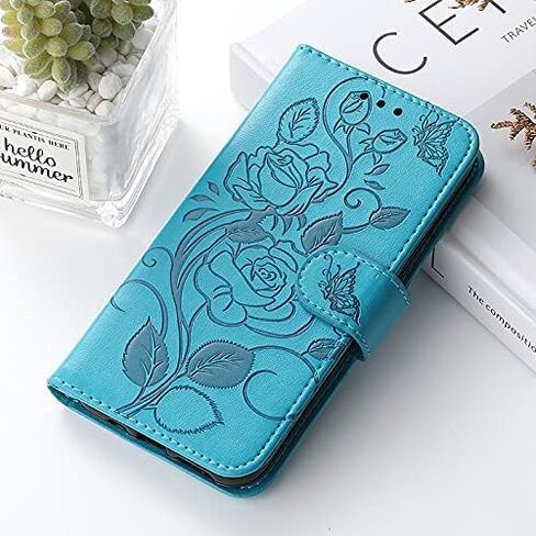 Asuwish Phone Case for Xiaomi Redmi 9A 9AT Redme 9i with Tempered Glass Screen Protector Cover and Wrist Strap Card Holder Slot Stand Cell Accessories Wallet Redmi9A A9 Redmi9i i9 Women Men Blue in Saudi Arabia