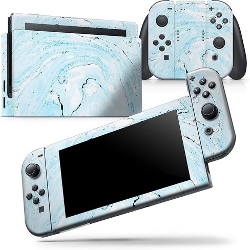 Design Skinz Compatible with Nintendo Switch Dock Only Skin Decal Protective Scratch-Resistant Removable Vinyl Wrap Cover - Ocean Blue Textured Marble in Saudi Arabia