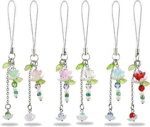 Ornaland Cute Flower Phone Charms Beaded Phone Strap Purse Charms for Women Y2K Accessories Keychain Wallet Pendant Gift in Kuwait