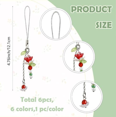 Ornaland Cute Flower Phone Charms Beaded Phone Strap Purse Charms for Women Y2K Accessories Keychain Wallet Pendant Gift in Kuwait