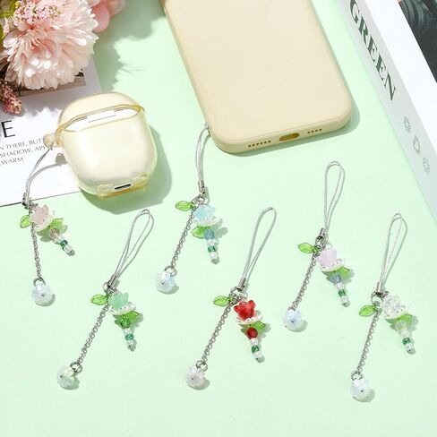 Ornaland Cute Flower Phone Charms Beaded Phone Strap Purse Charms for Women Y2K Accessories Keychain Wallet Pendant Gift in Kuwait