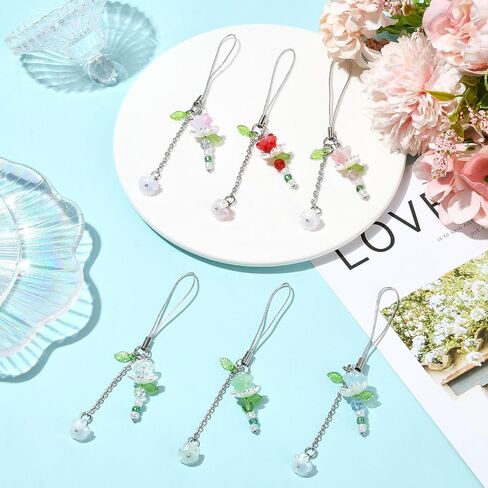 Ornaland Cute Flower Phone Charms Beaded Phone Strap Purse Charms for Women Y2K Accessories Keychain Wallet Pendant Gift in Kuwait