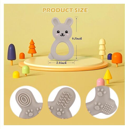 Baby Teething Toys BPA-Free Cute Silicone Bunny Teethers-Easy to Hold Soft and Comfortable Help take The Stress Out of Teething,Perfect for Newborn Girls and Boys (Light Blue) in Kuwait
