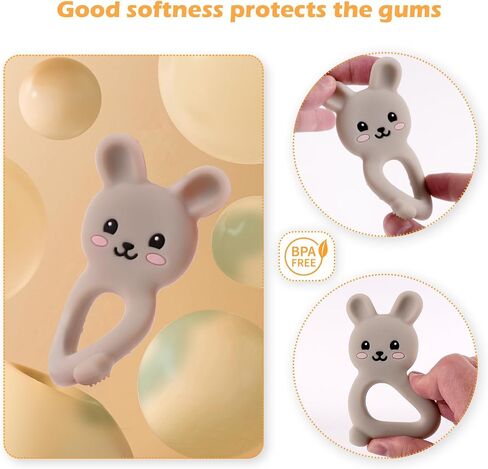 Baby Teething Toys BPA-Free Cute Silicone Bunny Teethers-Easy to Hold Soft and Comfortable Help take The Stress Out of Teething,Perfect for Newborn Girls and Boys (Light Blue) in Kuwait