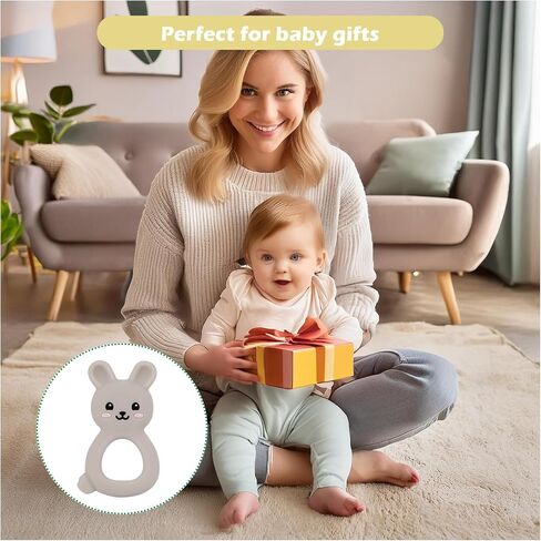 Baby Teething Toys BPA-Free Cute Silicone Bunny Teethers-Easy to Hold Soft and Comfortable Help take The Stress Out of Teething,Perfect for Newborn Girls and Boys (Light Blue) in Kuwait