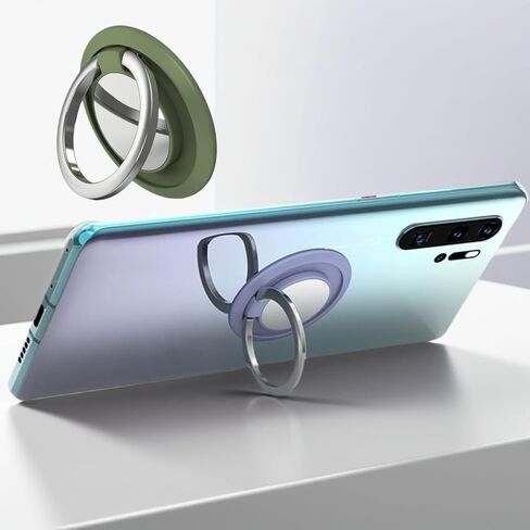 Magnetic Phone Ring Holder, Magnet Cell Phone Grip Stand Finger Ring Kickstand Two-Sided Magnetic Compatible with iPhone 16 Pro Max 15 14 13 12 Accessories and Most Smartphones (Dark Green) in Saudi Arabia