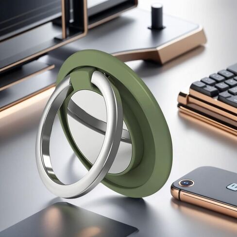 Magnetic Phone Ring Holder, Magnet Cell Phone Grip Stand Finger Ring Kickstand Two-Sided Magnetic Compatible with iPhone 16 Pro Max 15 14 13 12 Accessories and Most Smartphones (Dark Green) in Saudi Arabia