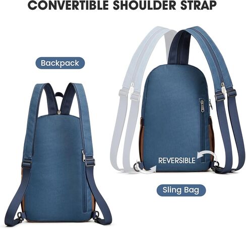 حقيبة ظهر G4Free Sling Bag Crossbody حقيبة ظهر صغيرة قابلة للتحويل للنساء والرجال حقيبة ظهر للسفر مع جيب RFID باللونين الأسود والبني in Saudi Arabia