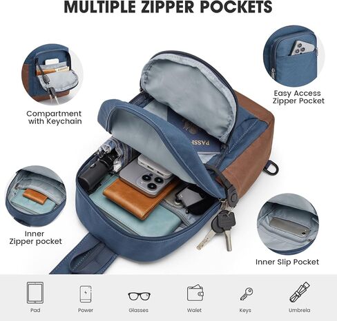 حقيبة ظهر G4Free Sling Bag Crossbody حقيبة ظهر صغيرة قابلة للتحويل للنساء والرجال حقيبة ظهر للسفر مع جيب RFID باللونين الأسود والبني in Saudi Arabia