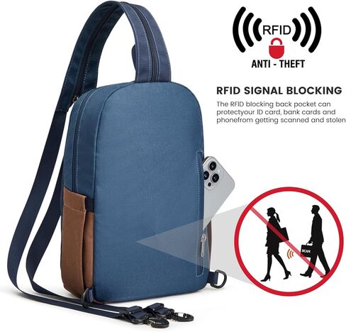 حقيبة ظهر G4Free Sling Bag Crossbody حقيبة ظهر صغيرة قابلة للتحويل للنساء والرجال حقيبة ظهر للسفر مع جيب RFID باللونين الأسود والبني in Saudi Arabia
