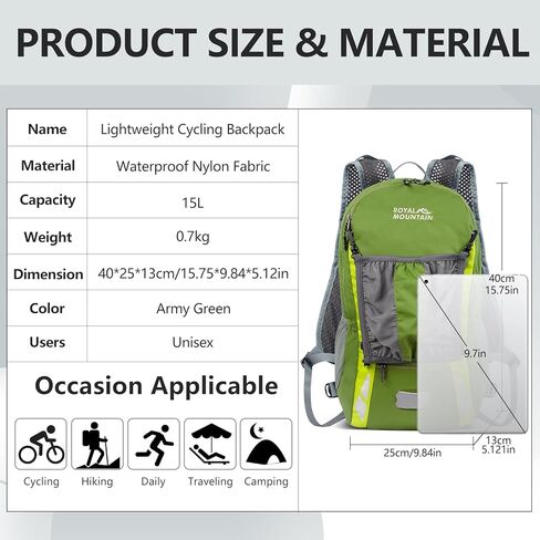 حقيبة ظهر للدراجة مع غطاء للمطر، حقائب ظهر لركوب الدراجات الجبلية، حقيبة نهارية خفيفة الوزن وقابلة للتعبئة ومقاومة للماء للسفر، حقيبة ظهر صغيرة لركوب الدراجات، والمشي لمسافات طويلة، والتخييم (أزرق داكن) in Kuwait