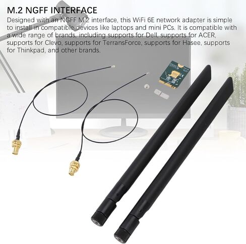 VBESTLIFE WiFi 6E Wireless Card, Expand to Tri Band 6GHz/5GHz/2.4GHz M.2 NGFF Wireless Bluetooth 5.2, Includes 8dBi Antennas, for Wins 10 11 in Saudi Arabia