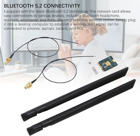 VBESTLIFE WiFi 6E Wireless Card, Expand to Tri Band 6GHz/5GHz/2.4GHz M.2 NGFF Wireless Bluetooth 5.2, Includes 8dBi Antennas, for Wins 10 11 in Saudi Arabia