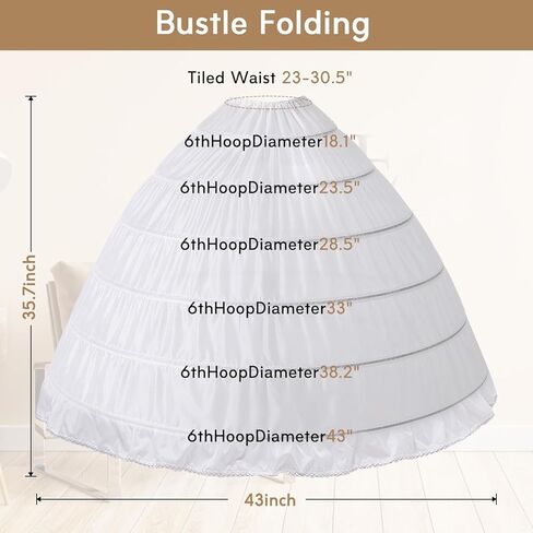 Women Crinoline Petticoat 6 Hoop Skirt A line Slip Floor Length Underskirt for Wedding Dress Ball Gown in Saudi Arabia
