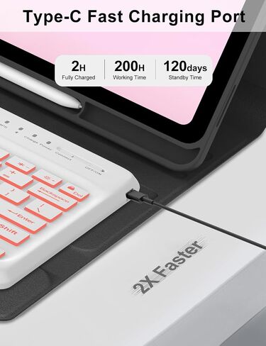 حافظة لوحة مفاتيح KVAGO لجهاز Samsung Galaxy Tab S10 FE Plus/S10 FE+ 13.1 بوصة 2025، لوحة مفاتيح بلوتوث بإضاءة خلفية قابلة للفصل بـ 7 ألوان، غطاء مع حامل قلم S (ذهبي وردي) in Saudi Arabia