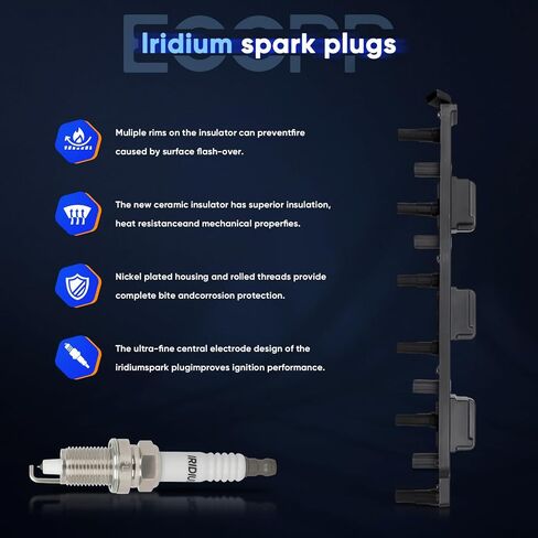 ECCPP 1 ignition coils with 6 iridium Spark Plugs,UF296,coils packs,for Jeep Grand,for Cherokee 2000-2004,for Wrangler 2000-2006 L6 4.0L,UF296 5C1181,C1263 in Saudi Arabia