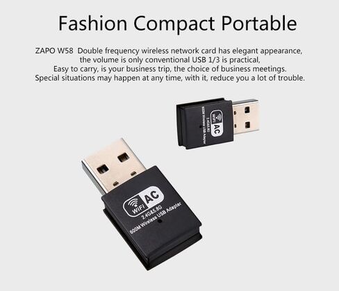 JAPOO RTL8811AU WiFi Wireless USB WiFi Adapter for Desktop PC and Laptop,600Mbps High Gain Dual Band 5dBi Antenna 5.8G/2.4G WiFi Adapter,Supports Win7/8/11/10/Linux (No Antenna) in Kuwait